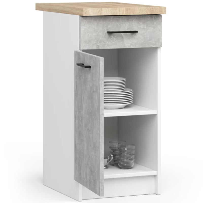 Køkkenskab Oliwia S40 40x46x85 cm Beton Hvid