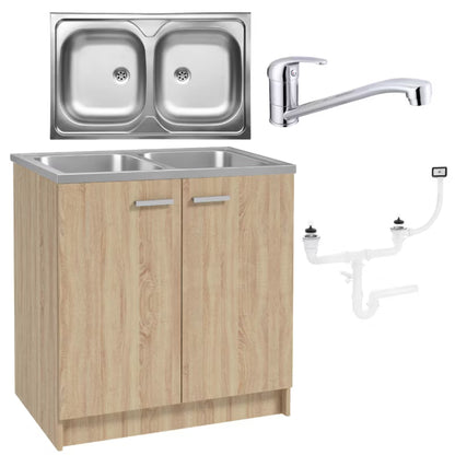 Køkkenskab Sonoma Eg 80 cm med Vask
