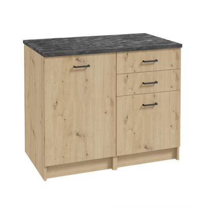 Køkkenskabsæt 100x60 cm Artisan Eg med Sort Beton Bordplade
