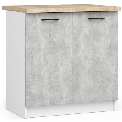 Køkkenskab 80 cm Hvid og Beton