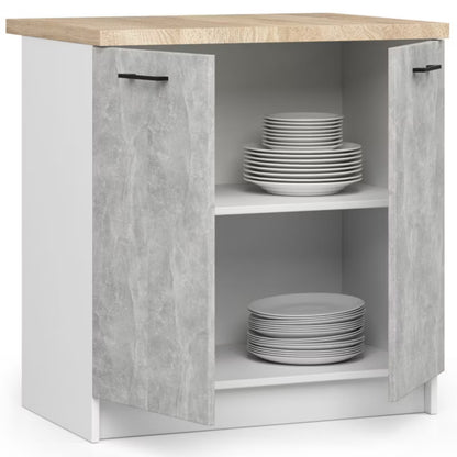 Køkkenskab 80 cm Hvid og Beton