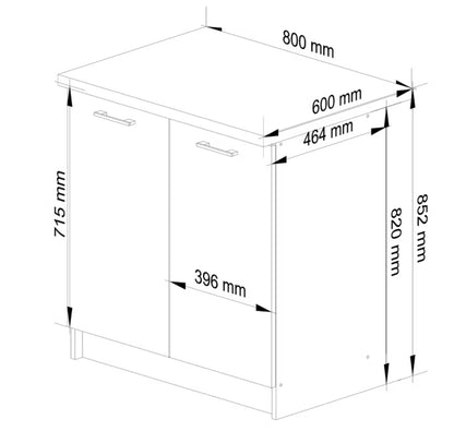 Køkkenskab 80 cm Hvid og Beton
