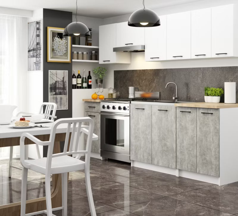 Køkkenskab 80 cm Hvid og Beton