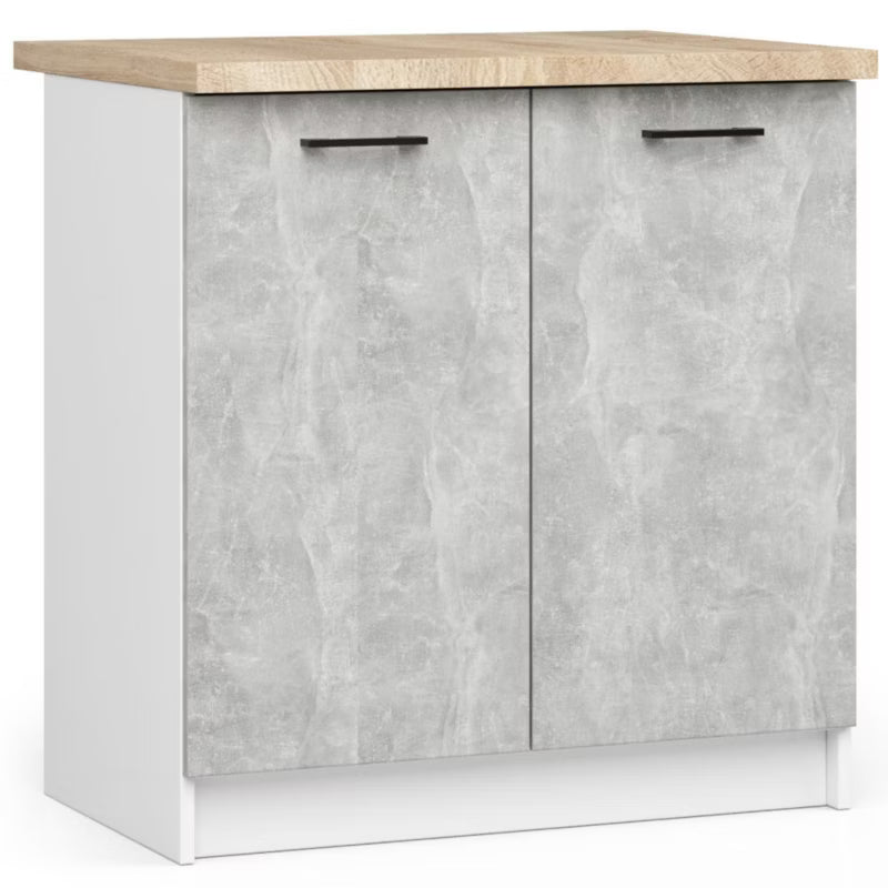 Køkkenskab 80 cm Hvid og Beton