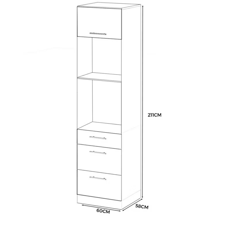 Køkkenskab til Ovn S60MS3 60x58x211 cm Hvid Mat