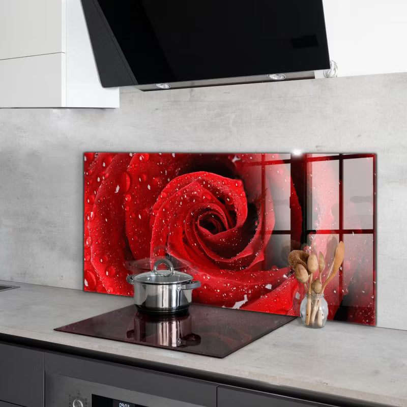 Køkkenstænkplade 100x50 cm Dækglas Blomstermotiv Glas