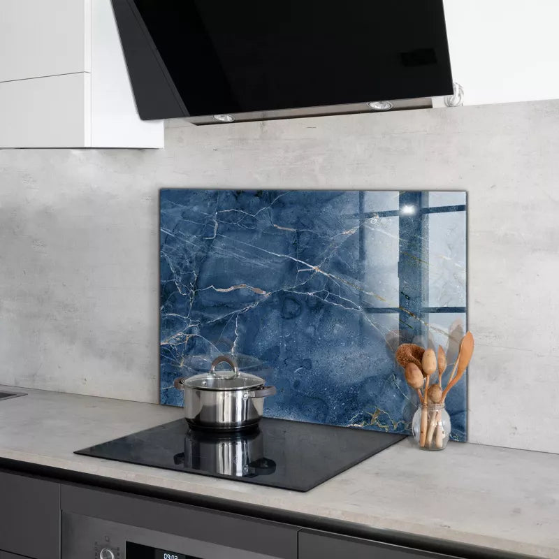 Køkkenstænkplade 100x70 cm Blå Marmor Glas
