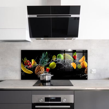 Køkkenstænkplade 125x50 cm Glas Frugtmotiv
