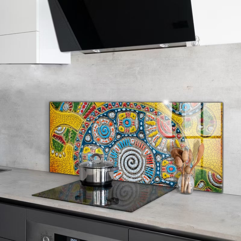 Køkkenstænkplade 125x50 cm Glas Skildpadde Mosaik