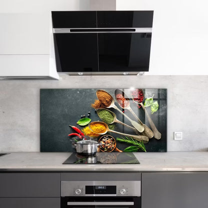 Køkkenstænkplade i Glas 100x50 cm Krydderier Brun