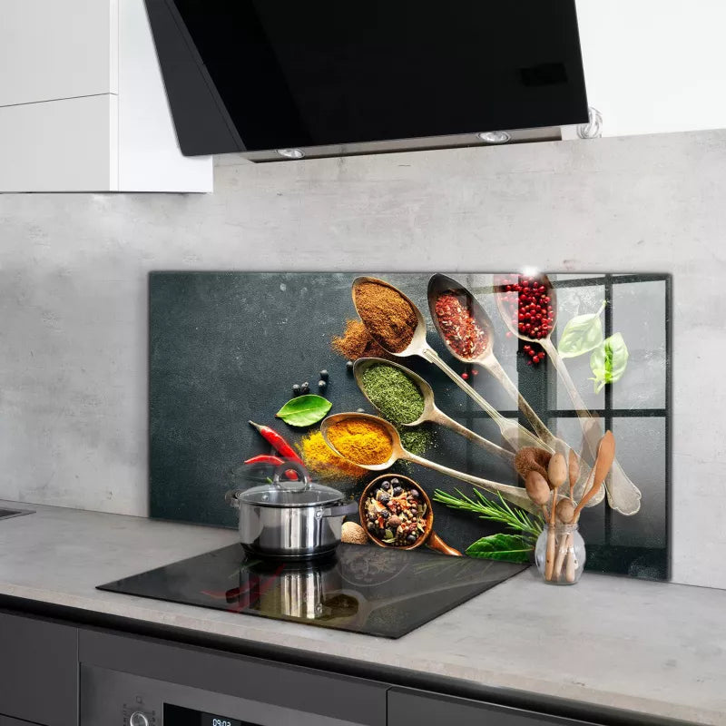 Køkkenstænkplade i Glas 100x50 cm Krydderier Brun