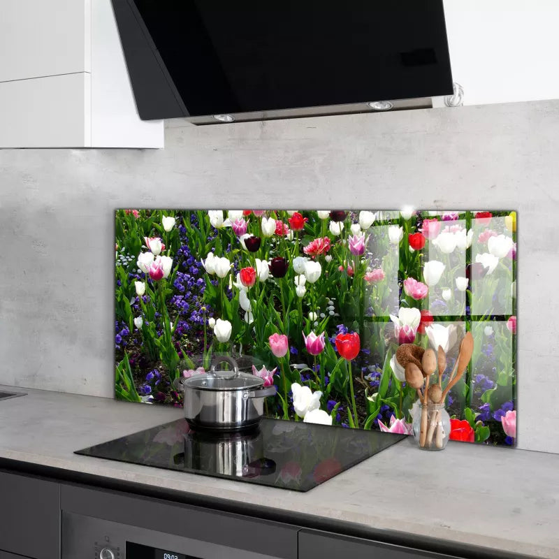Køkkenstænkplade Glas 100x50 cm Sommerblomster