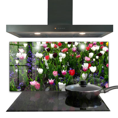 Køkkenstænkplade Glas 100x50 cm Sommerblomster