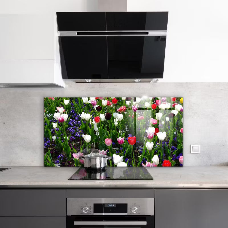Køkkenstænkplade Glas 100x50 cm Sommerblomster
