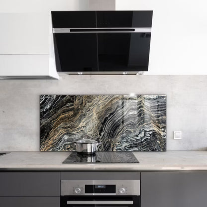 Køkkenstænkplade Glas Marmor Granit 125x50 cm Sort