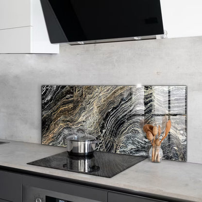 Køkkenstænkplade Glas Marmor Granit 125x50 cm Sort