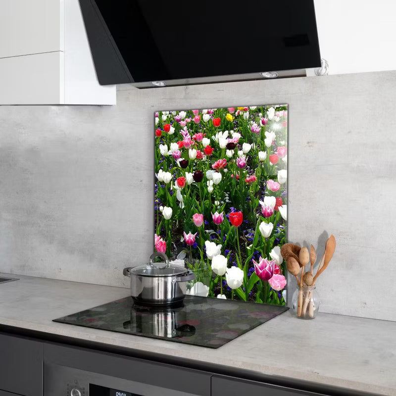 Køkkenstænkplade Sommerblomster 60x80 cm Hærdet Glas