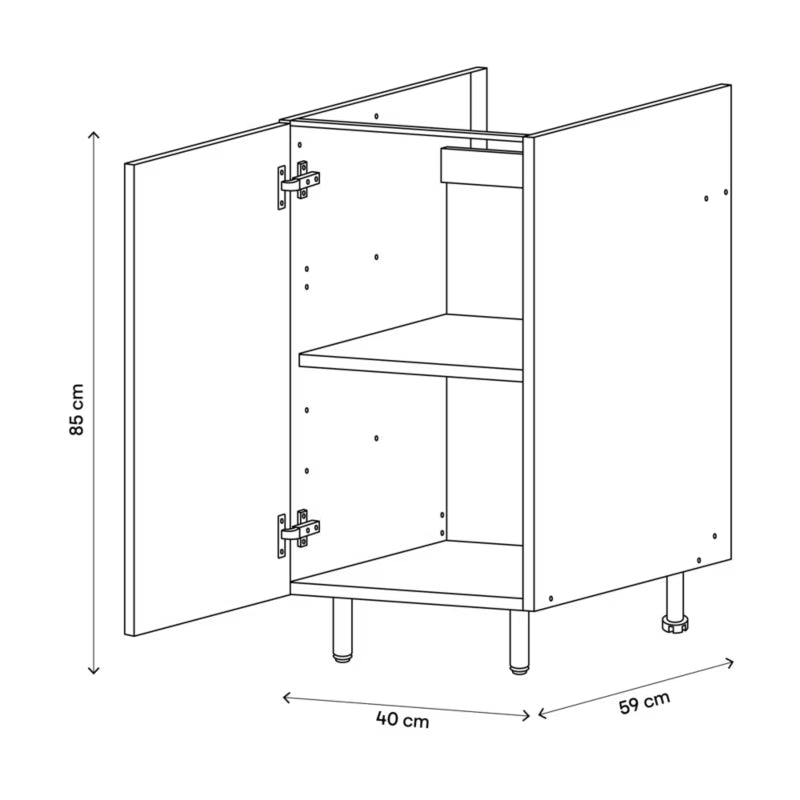Køkkenunderskab 40 cm Hvid
