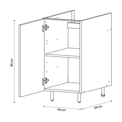 Køkkenunderskab 40 cm Hvid