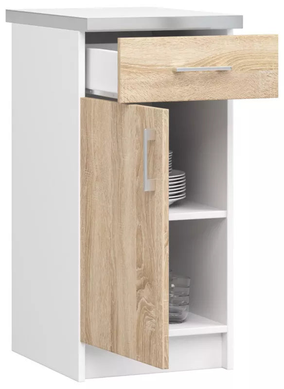 Køkkenunderskab 40 cm Hvid og Sonoma Eg med Bordplade