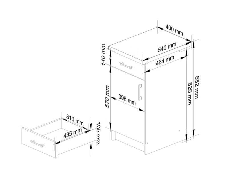 Køkkenunderskab 40 cm Hvid og Sonoma Eg med Bordplade