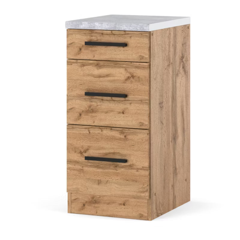 Køkkenunderskab 40x47x85 cm Eg Wotan med 3 Skuffer