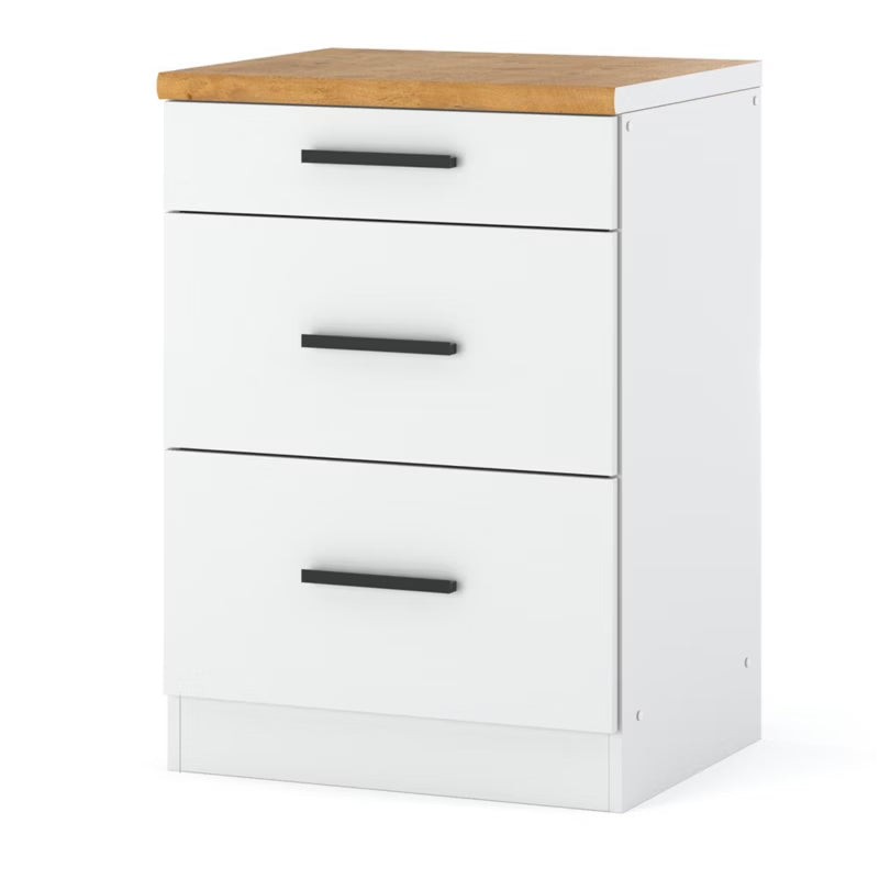 Køkkenunderskab 60x47x85 cm Hvid Mat med 3 Skuffer