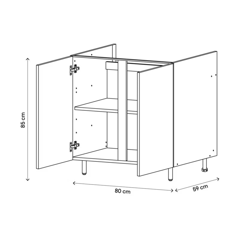 Køkkenunderskab 80 cm Hvid