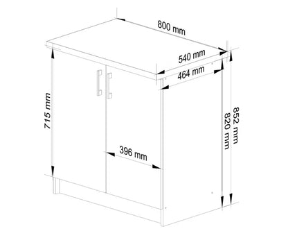 Køkkenunderskab Lima 80x44,5x82 cm Hvid Sonoma Eg med Bordplade