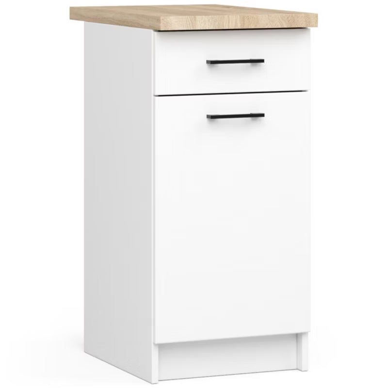 Køkkenunderskab Oliwia 40x46 cm Hvid Mat med Bordplade