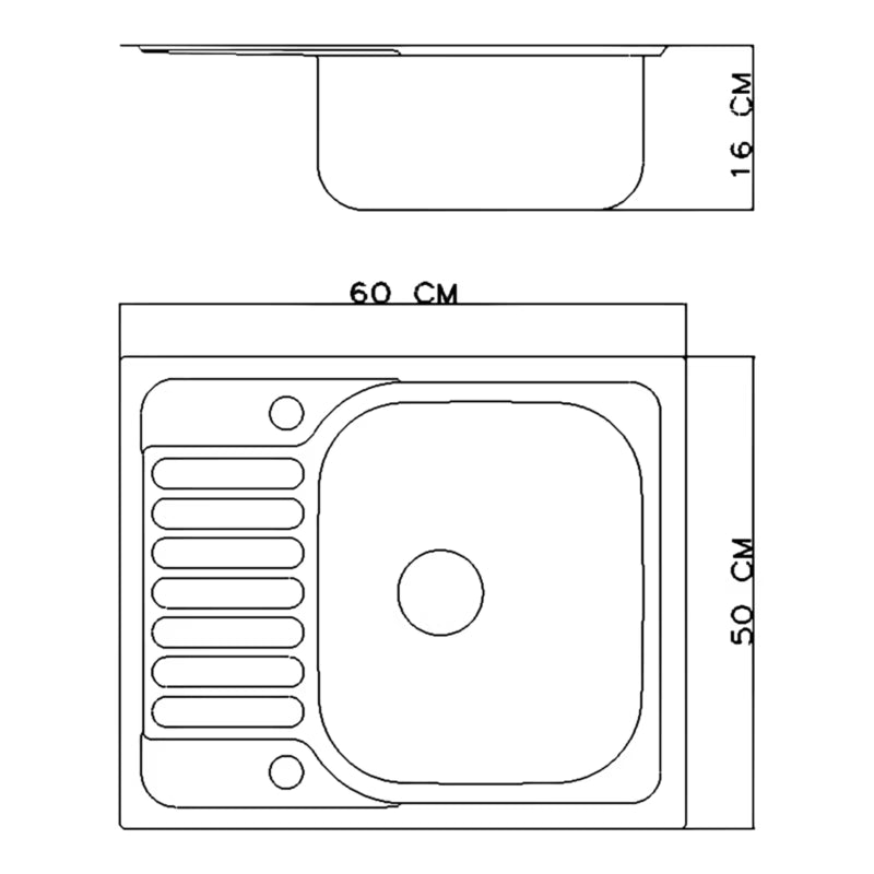 Køkkenvask 60x50 cm Rustfrit Stål med Afløbsbakke