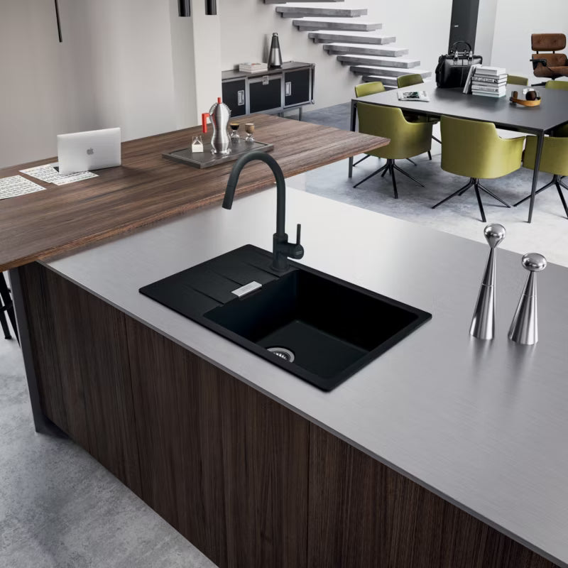 Køkkenvask Centro CNG 611-78 XL 78x50 cm Sort Mat med Armatur