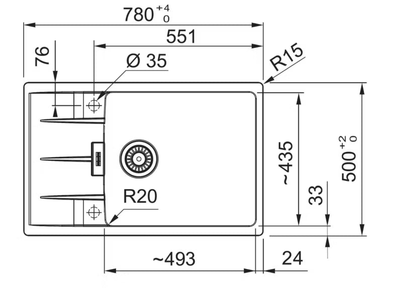 Køkkenvask Centro CNG 611-78 XL 78x50 cm Sort Mat med Armatur