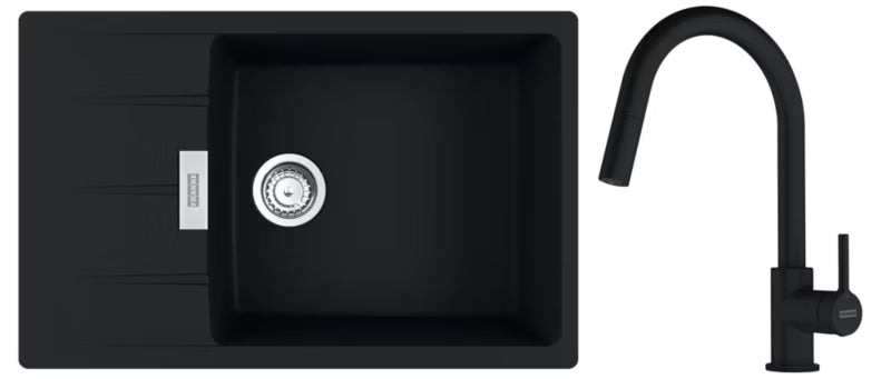 Køkkenvask Centro CNG 611-78 XL 78x50 cm Sort Mat med Armatur