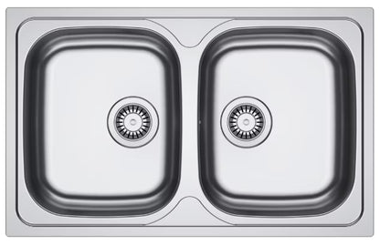 Køkkenvask Spark 80x50 cm Dobbeltvask Børstet Stål