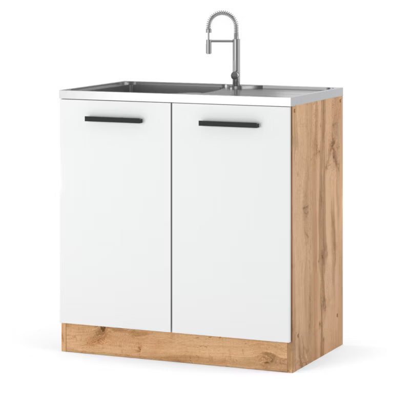 Køkkenvaskeskab 80 cm Wotan Eg Hvid Mat