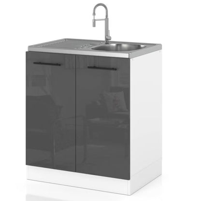 Køkkenvaskeskab DZ60 sPremium 60x52x82,2 cm Hvid Mat Grå Blank