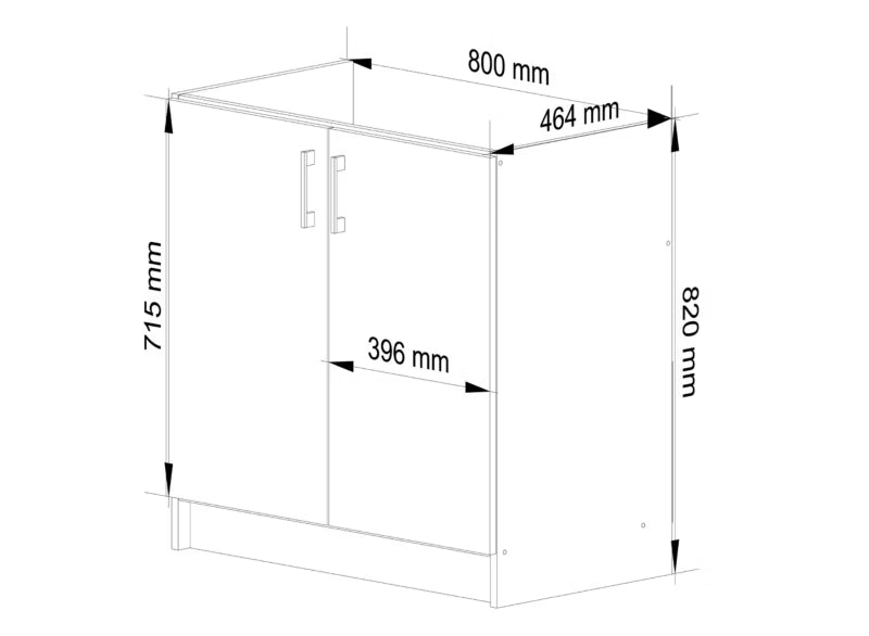 Køkkenvaskeskab Lima S80 80 cm Sonoma Eg og Hvid
