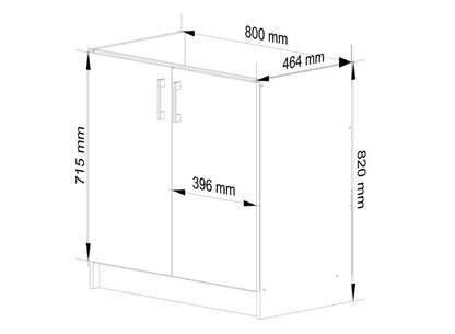 Køkkenvaskeskab Lima S80 80 cm Sonoma Eg og Hvid
