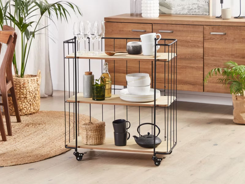 Køkkenvogn 3 Hylder Sort Metal