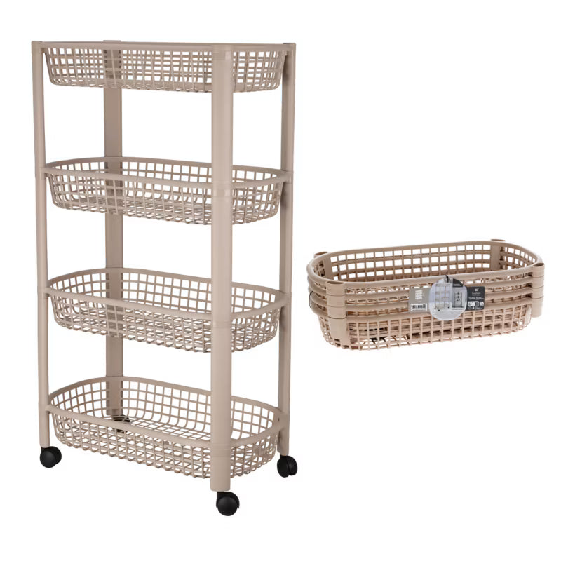 Køkkenvogn 46,5x26x78,8 cm Beige med 4 Kurve