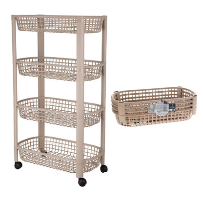 Køkkenvogn 46,5x26x78,8 cm Beige med 4 Kurve