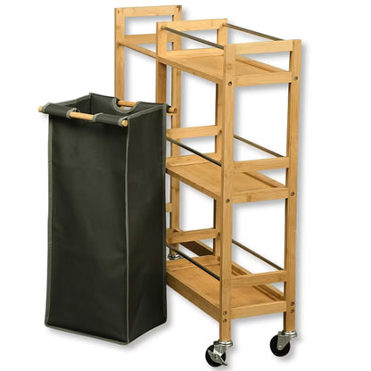 Køkkenvogn 68x20x70 cm Bambus Brun med Kurv