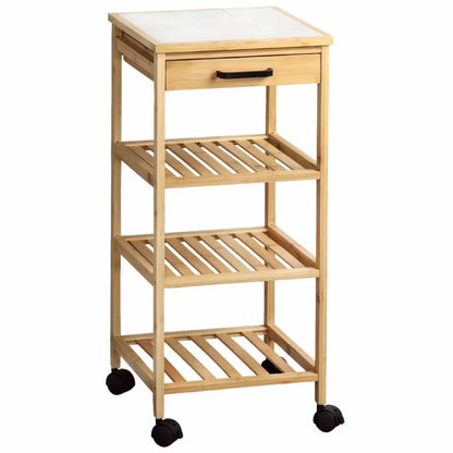 Køkkenvogn Bambus 34x34x73 cm med Skuffe og Hjul