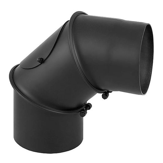 Justerbart sort 160 mm røgrørsbøjning 0-90 grader Darco