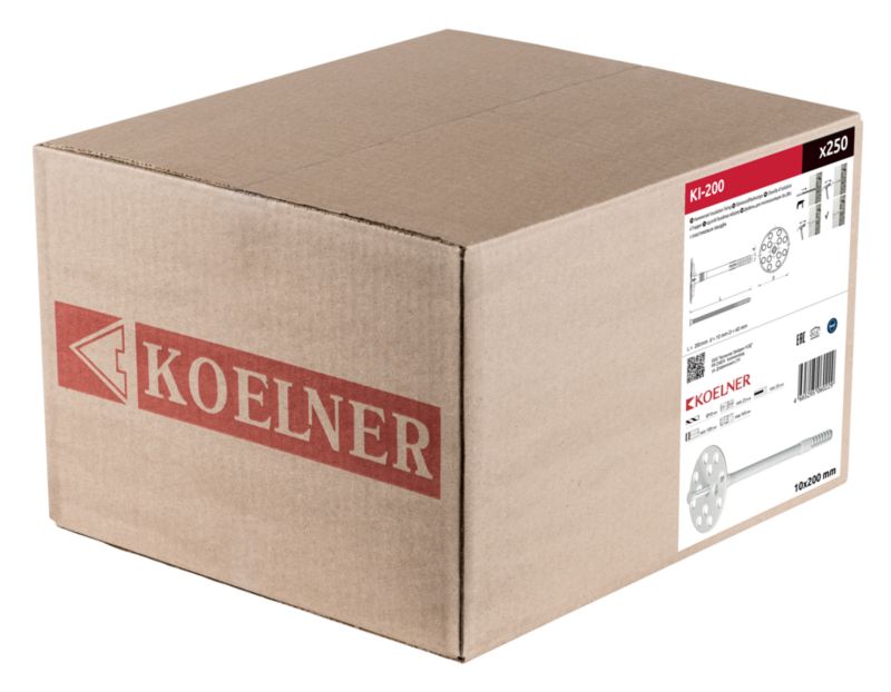Isoleringsdybel til fastgørelse Koelner 10/200 mm, 250 stk.