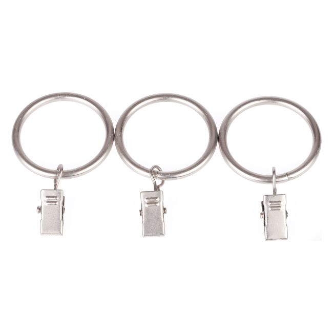 Mat-krom farvede ringe med klemmer 19 mm 10 stk.