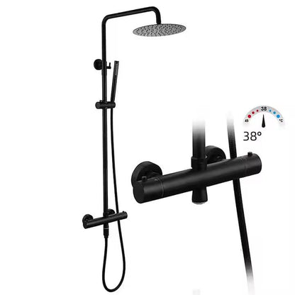 Termostatisk Brusesøjle med Regnbruser 118 cm Sort Mat