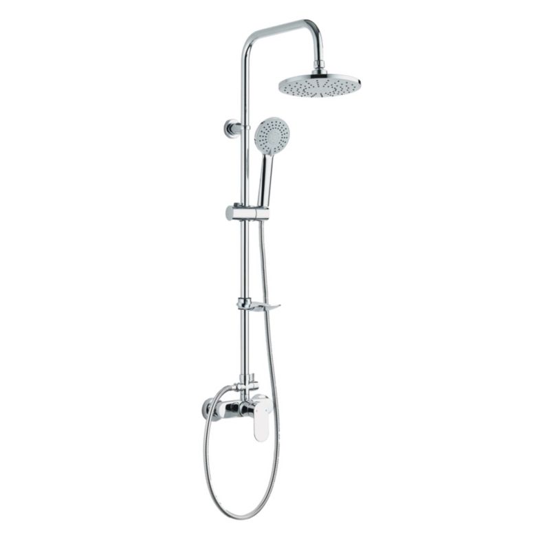 Brusesøjle med Regnbruser 20 cm og Håndbruser 100 cm Slange Krom