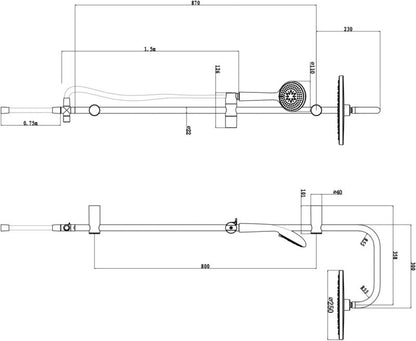 Brusesøjle Cavally Krom 1100 mm Stang